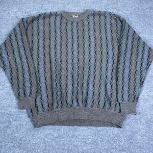 VTG Y2K 90s Luomo Enro Grandpa Mobster Baggy Sweater Men XL 3D Knit Heavy Coogie